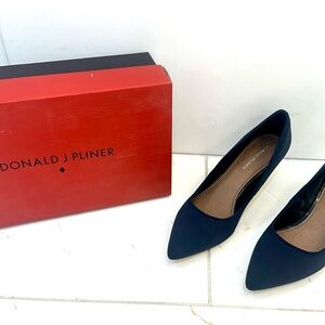 Donald J. Pliner Navy Crepe Kitten Heel
